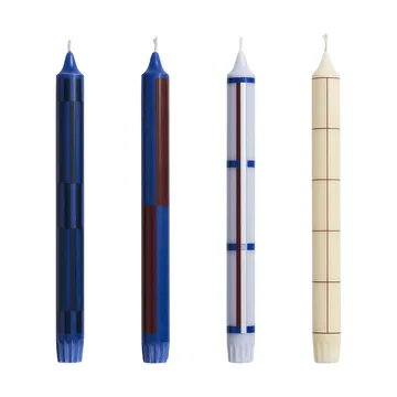Bougies Pattern mix lot de 4 - Blue-silver - HAY