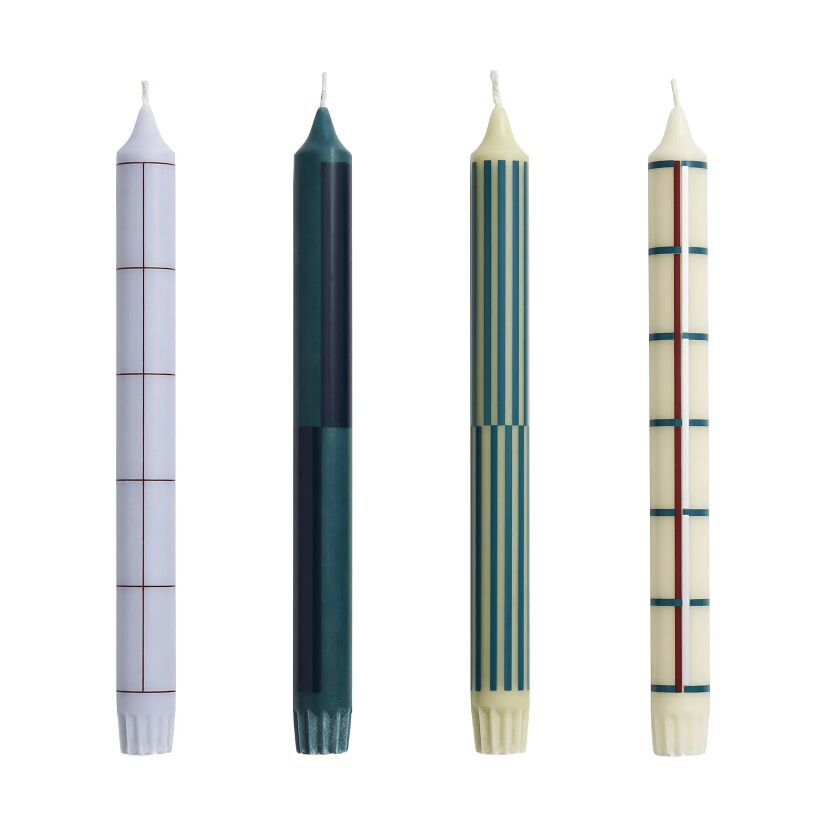 Bougies Pattern mix lot de 4, Green-silver HAY