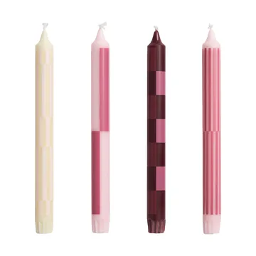 Bougies Pattern mix lot de 4 - Pink-bordeaux - HAY
