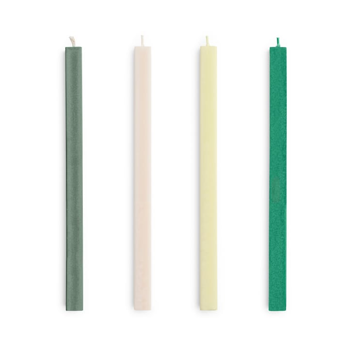 Bougies Square Candle, lot de 4 - Greens-whites - HAY