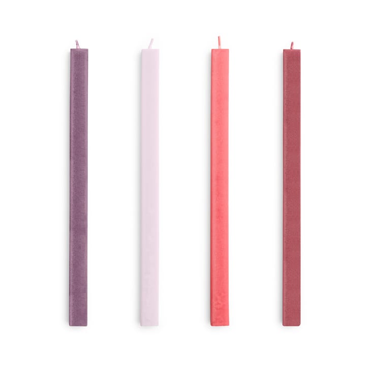 Bougies Square Candle, lot de 4 - Reds-bordeaux - HAY