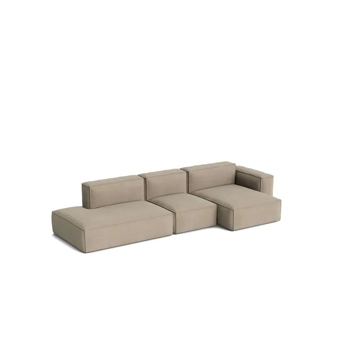 Canapé Mags Soft Low Armrest 2,5 places combinaison 3 - Linara beige, orienté à droite, housse amovible - HAY