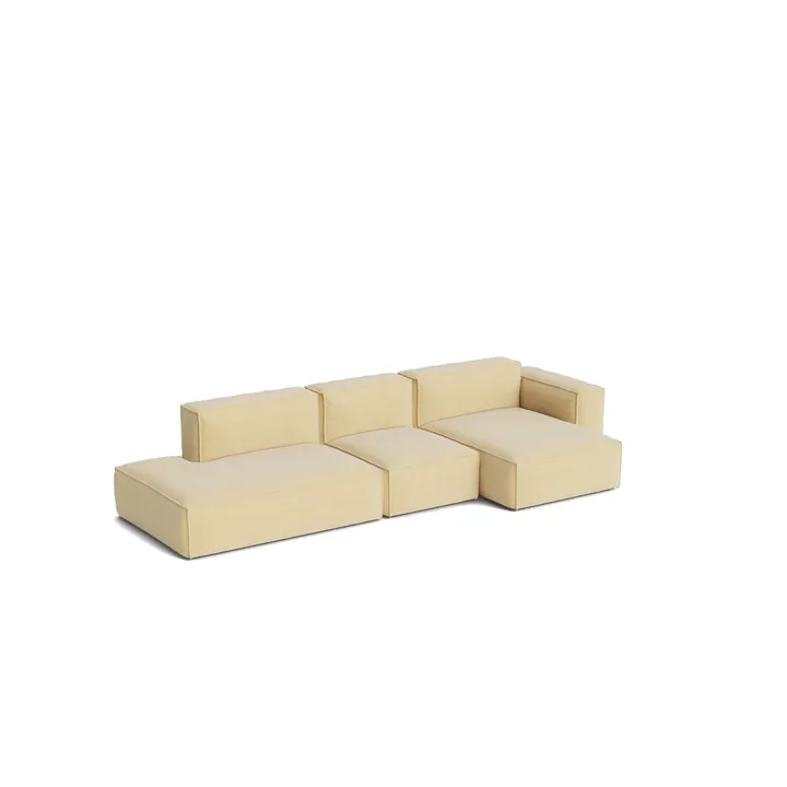 Canapé Mags Soft Low Armrest 2,5 places combinaison 3 - Tartaglia Ocre white, orienté à droite, housse amovible - HAY