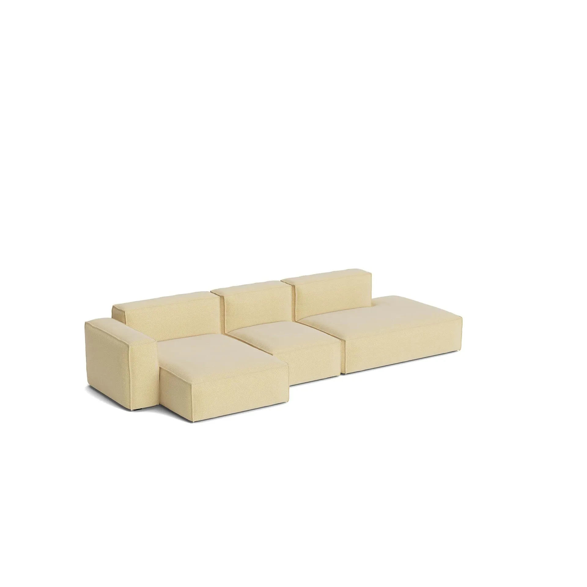 Canapé Mags Soft Low Armrest 2,5 places combinaison 3, Tartaglia Ocre white, orienté à gauche, housse amovible HAY