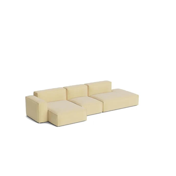Canapé Mags Soft Low Armrest 2,5 places combinaison 3 - Tartaglia Ocre white, orienté à gauche, housse amovible - HAY