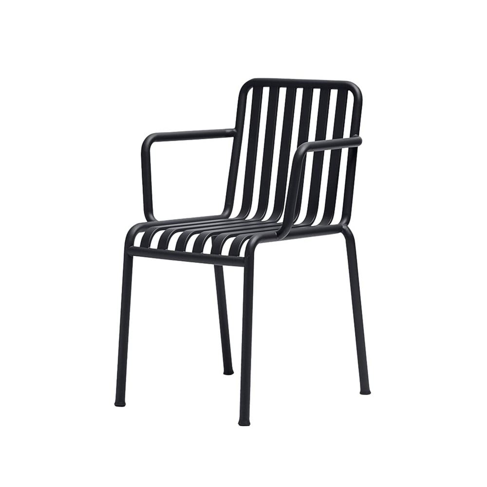 HAY Chaise Palissade avec accoudoirs Anthracite | Design Scandinave | Chaises de jardin | Noir