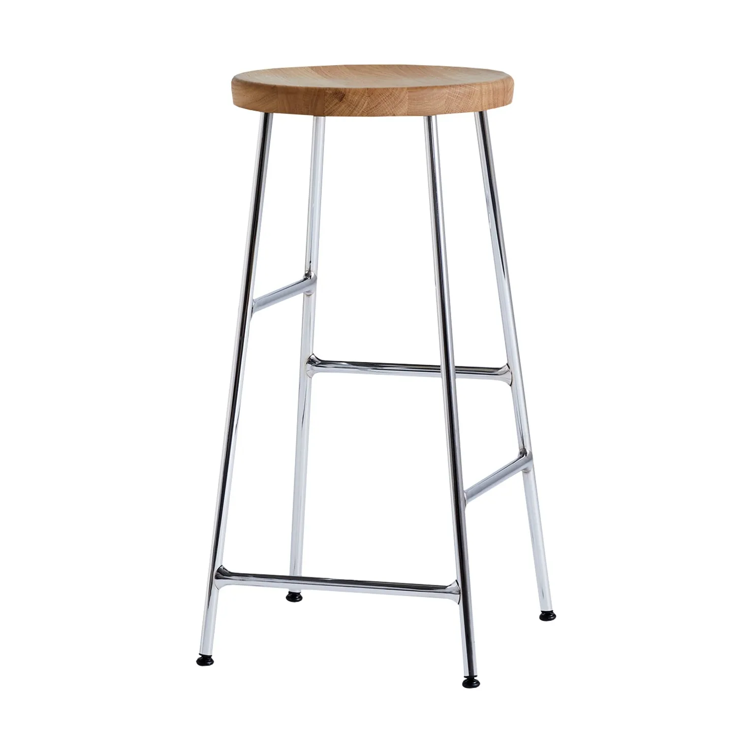 Cornet tabouret de bar rond Oiled oak-chrome