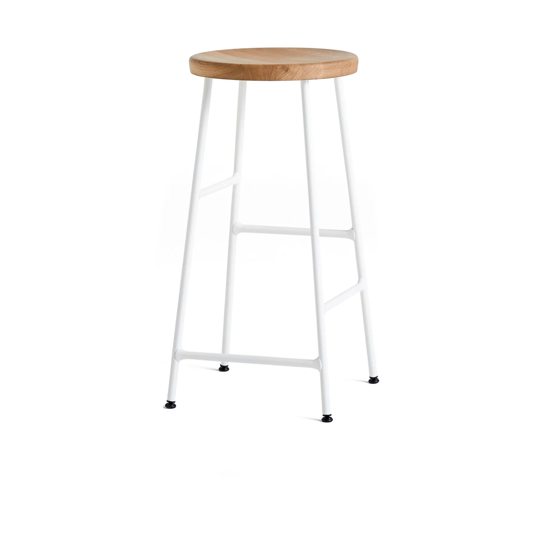 Cornet tabouret de bar rond Oiled oak-cream white