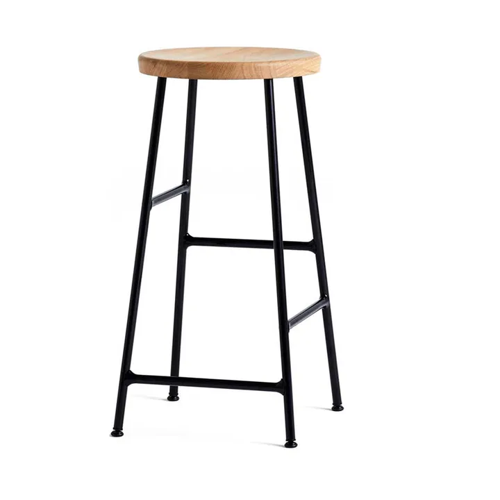 Cornet tabouret de bar rond 65 cm - Oiled oak-soft black - HAY