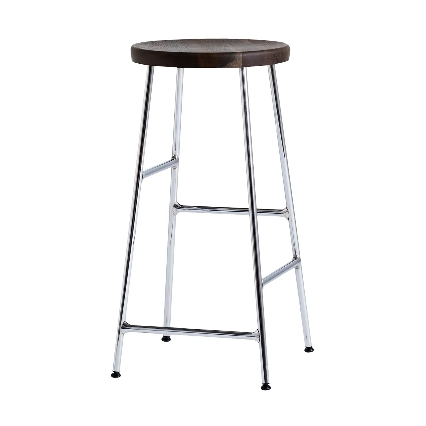Cornet tabouret de bar rond Smoked oiled oak-chrome