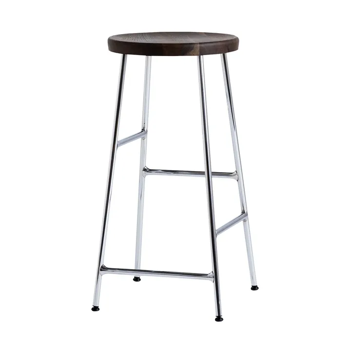 Cornet tabouret de bar rond 65 cm - Smoked oiled oak-chrome - HAY