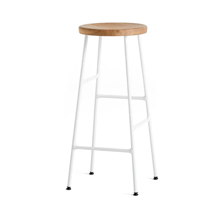 Cornet tabouret de bar rond 75 cm - Oiled oak-cream white - HAY