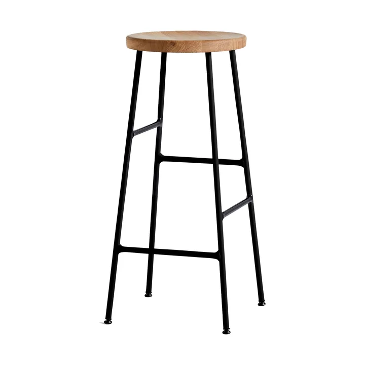 Cornet tabouret de bar rond 75 cm - Oiled oak-soft black - HAY