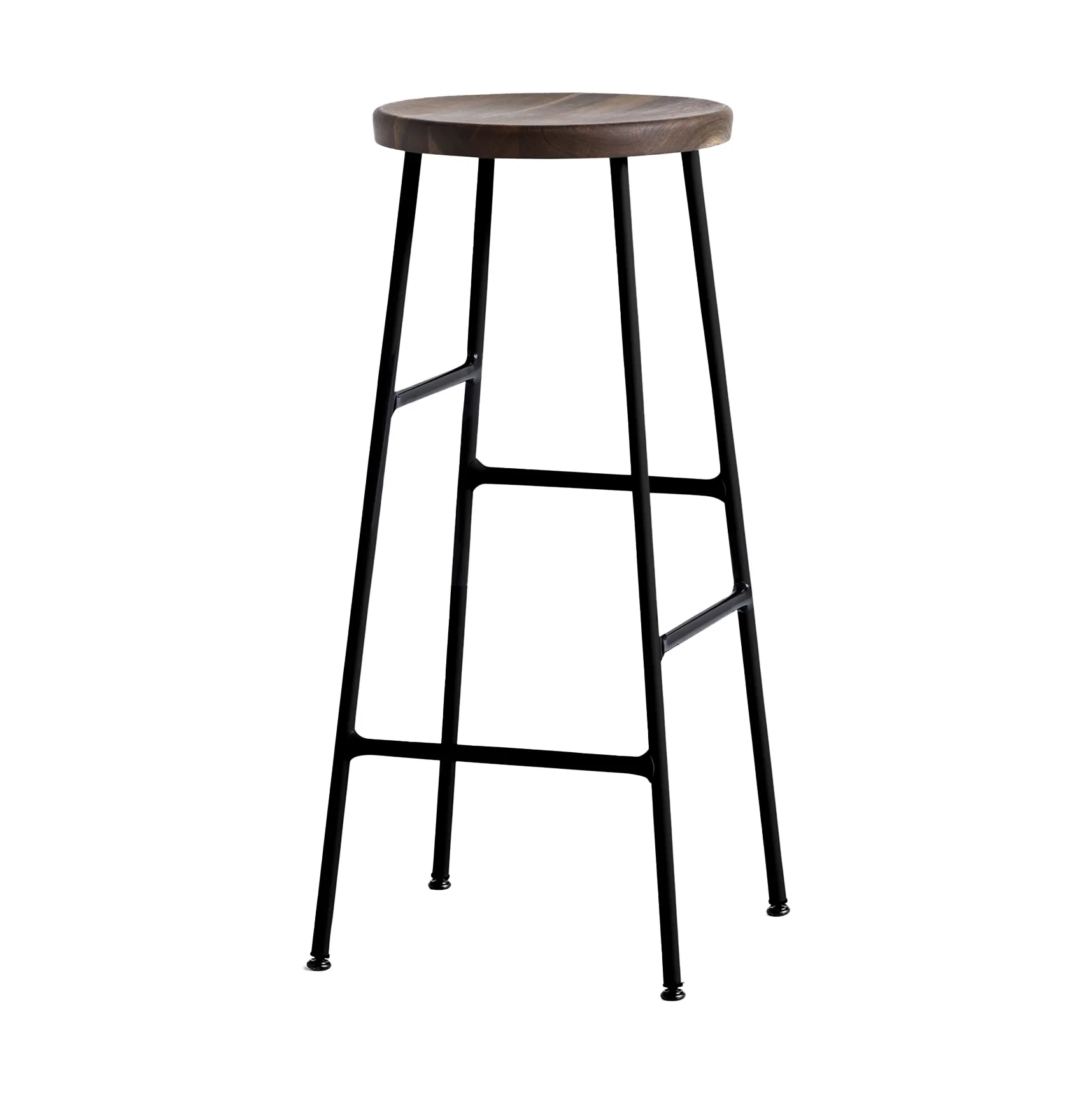 Cornet tabouret de bar rond Smoked oiled oak-soft black