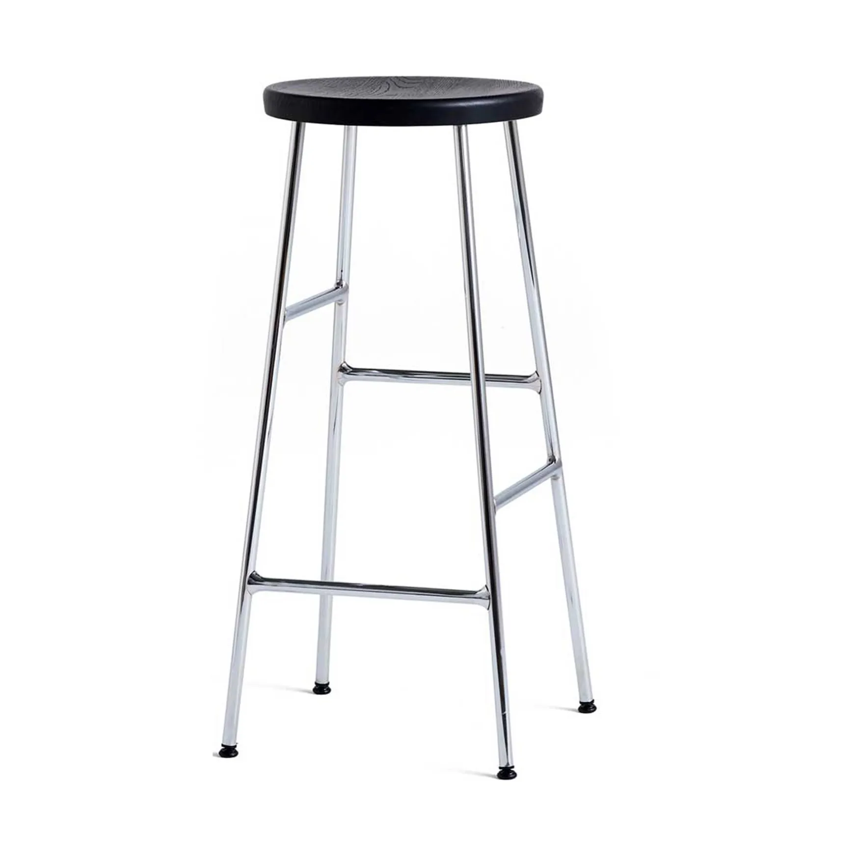Cornet tabouret de bar rond Soft black oak-chrome