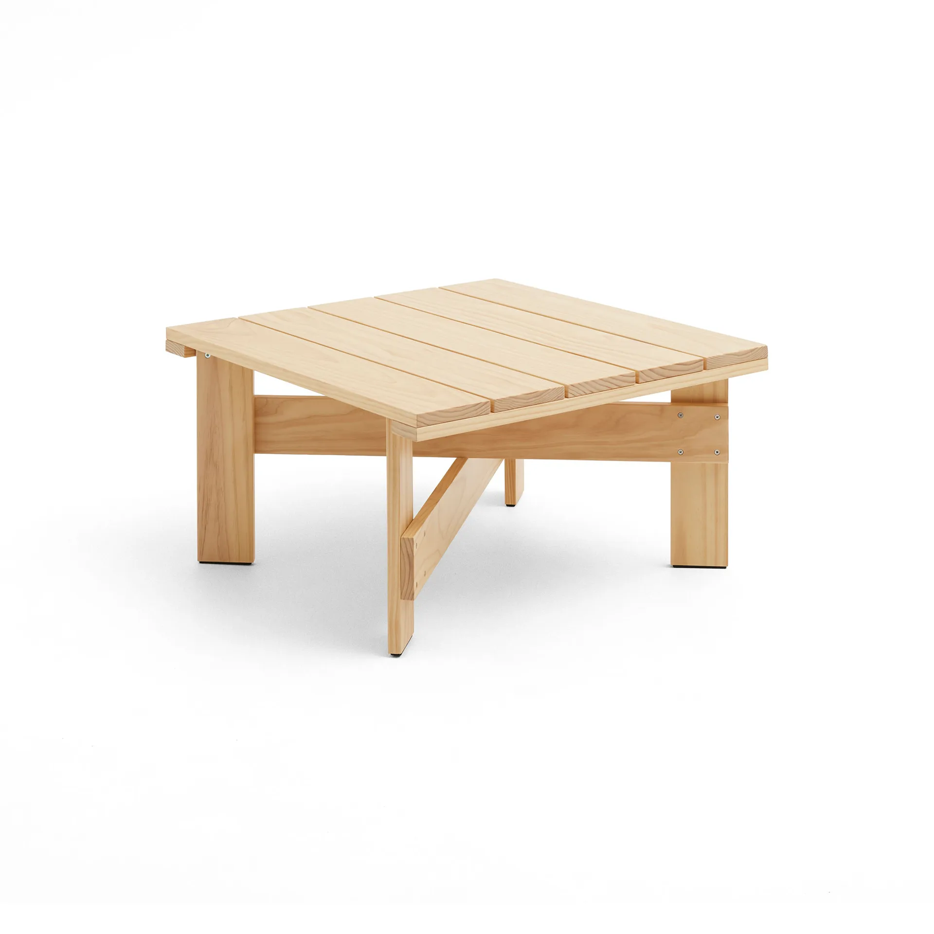 Crate Low Table 75,5x75,5 cm pin laqué, Transparent HAY
