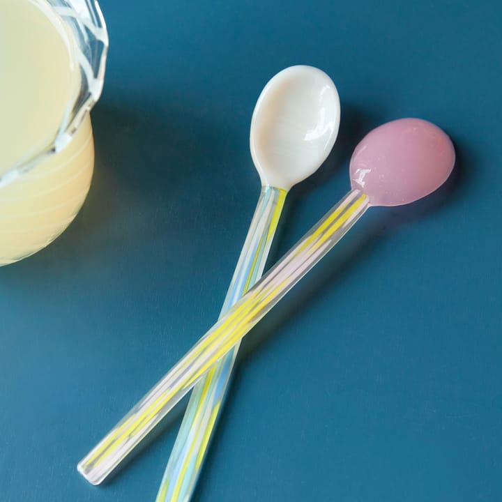 Cuillère en verre Flat Lot de 2, Light pink-white HAY