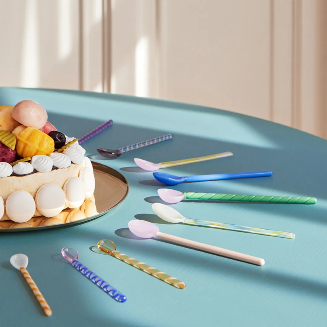 Cuillère en verre Mono Lot de 2, Sky blue-green HAY