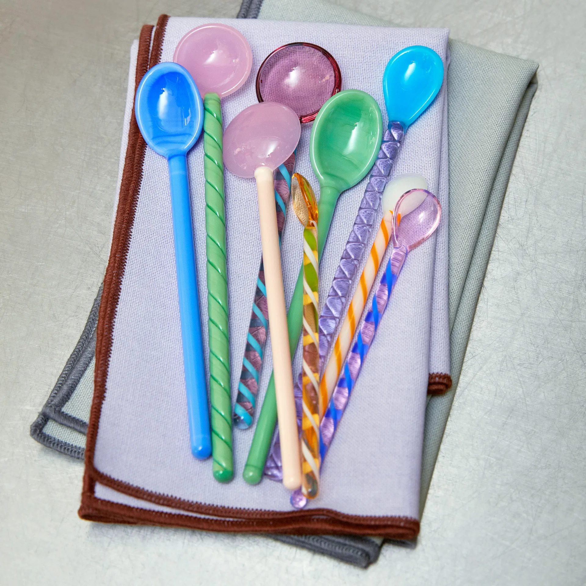 Cuillère en verre Mono Lot de 2, Sky blue-green HAY