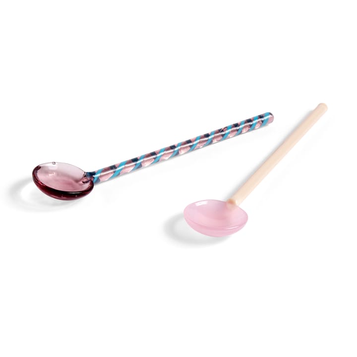 Cuillère en verre Round Lot de 2 - Aubergine-light pink - HAY