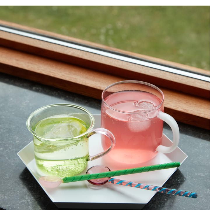 Cuillère en verre Twist Lot de 2, Turquoise-light pink HAY