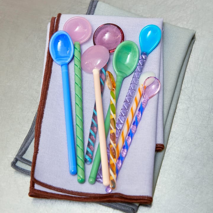 Cuillère en verre Twist Lot de 2, Turquoise-light pink HAY