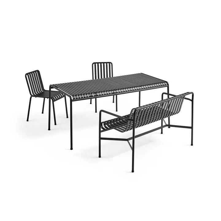 Ensemble de repas Palissade 2 chaises + banc 170x90 cm - Anthracite - HAY
