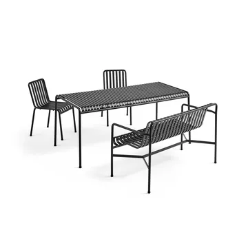 Ensemble de repas Palissade 2 chaises + banc 170x90 cm - Anthracite - HAY