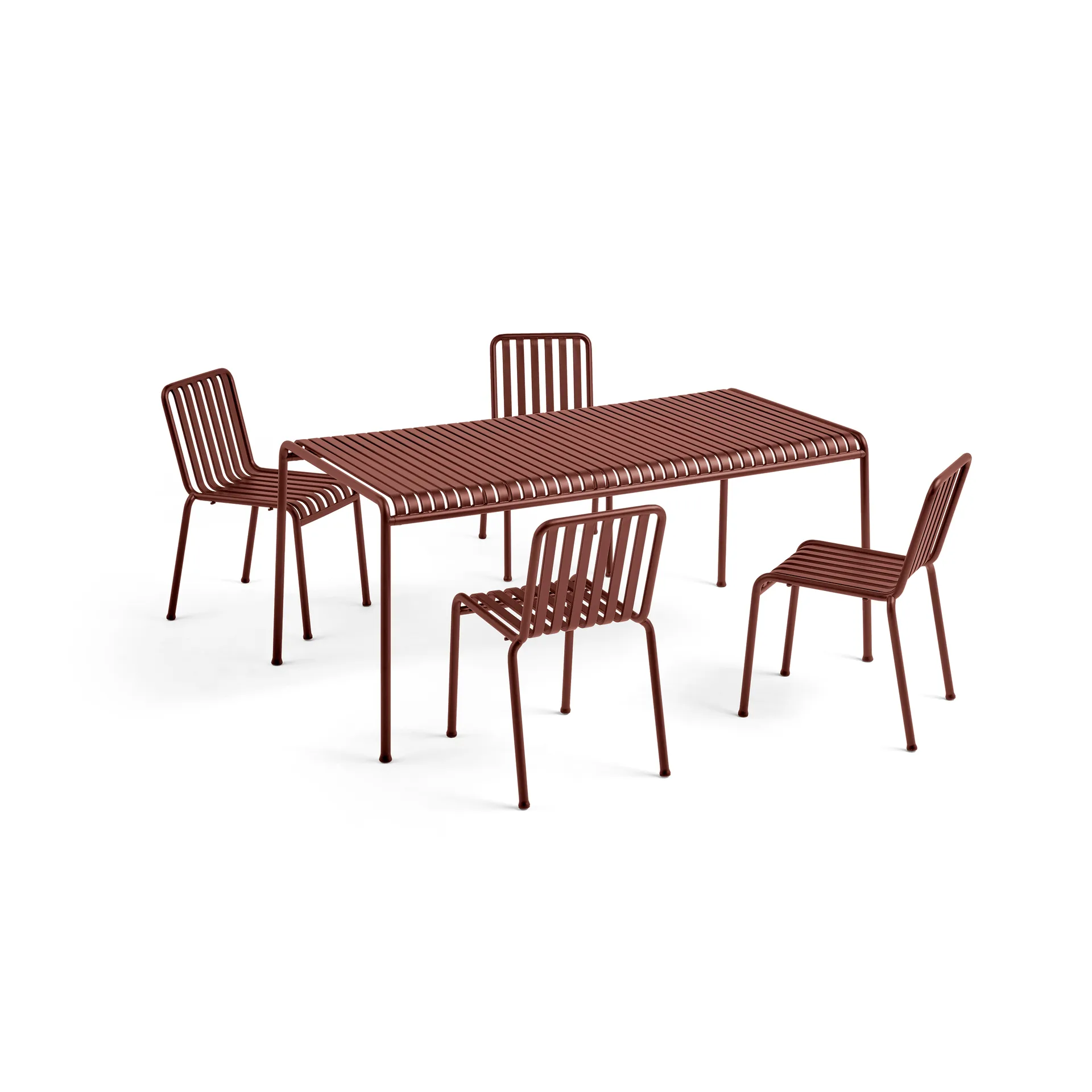 Ensemble de repas Palissade 4 chaises 170x90 cm - Iron red HAY