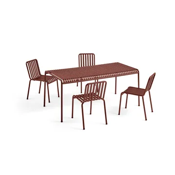 Ensemble de repas Palissade 4 chaises 170x90 cm - Iron red - HAY