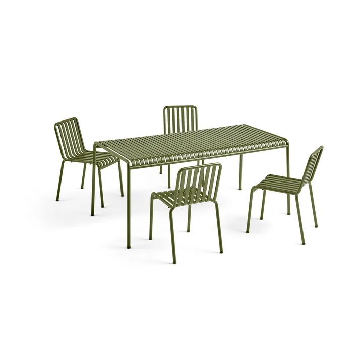 Ensemble de repas Palissade 4 chaises 170x90 cm - Olive - HAY