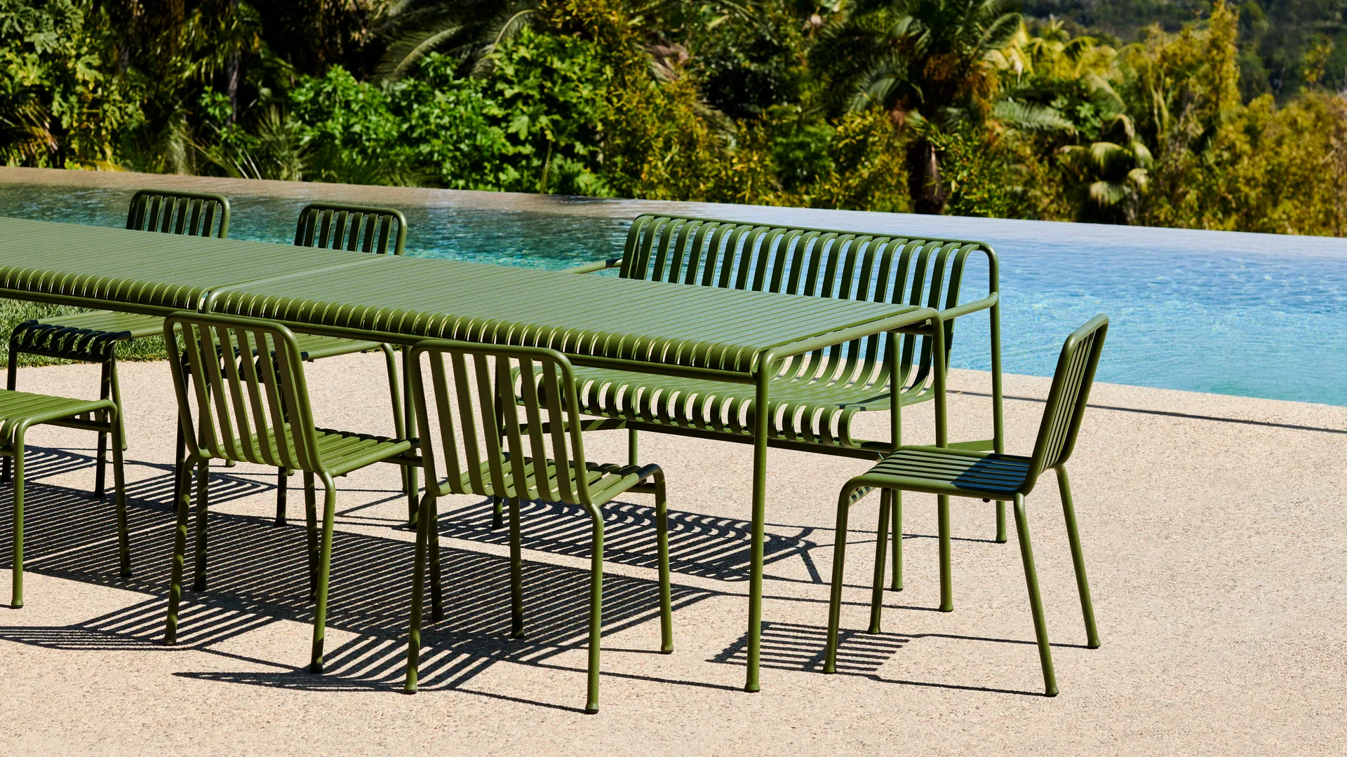 Ensemble de repas Palissade 4 chaises 170x90 cm - Olive HAY