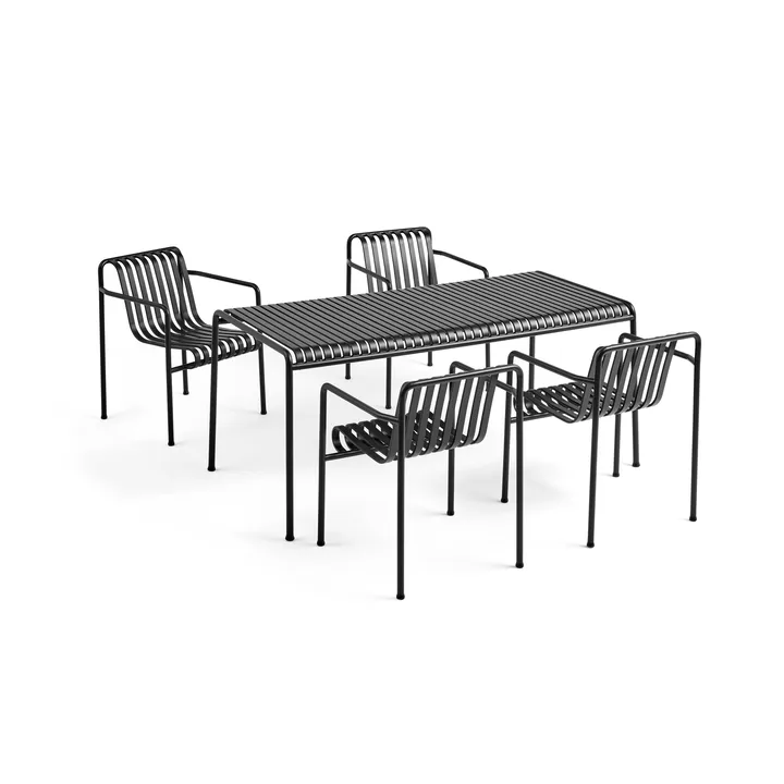 Ensemble de repas Palissade 4 fauteuils 170x90 cm - Anthracite - HAY