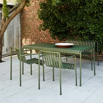 Ensemble de salle à manger Palissade 2 fauteuils Dining + banc 170x90 cm olive - HAY