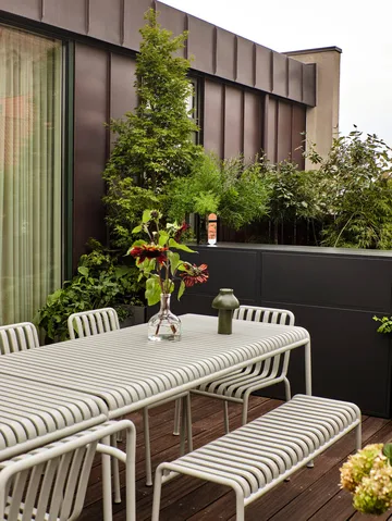 Ensemble de salle à manger Palissade 2 fauteuils Dining + banc 170x90 cm sky grey - HAY