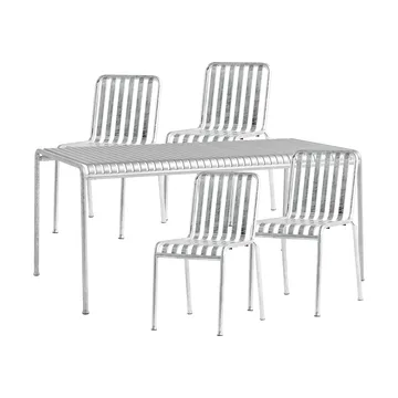Ensemble de salle à manger Palissade 4 chaises 170x90 cm galvanisé - HAY