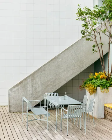 Ensemble de salle à manger Palissade 4 chaises 170x90 cm galvanisé - HAY