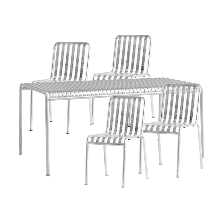 Ensemble de salle à manger Palissade 4 chaises 170x90 cm galvanisé - HAY