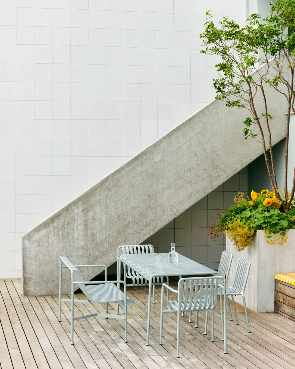 Ensemble de salle à manger Palissade 4 chaises 170x90 cm galvanisé HAY