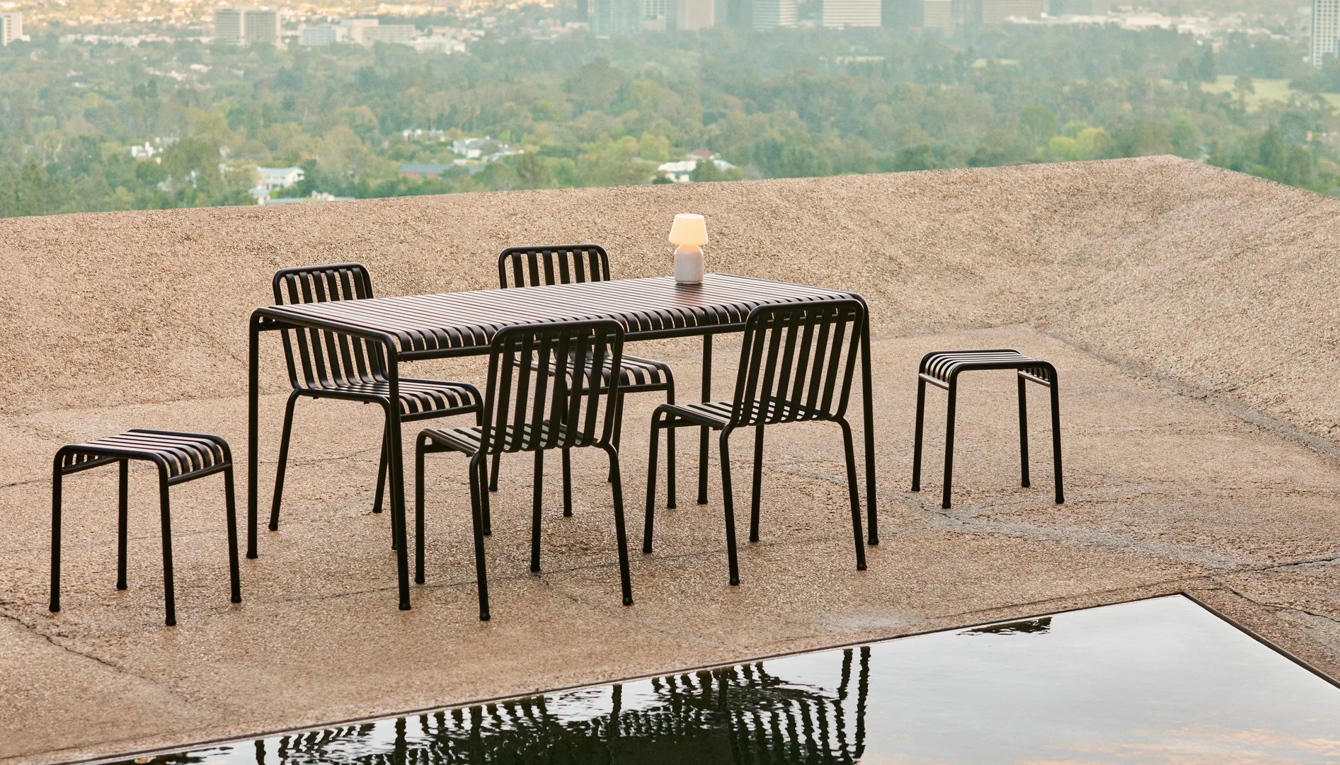 Ensemble de salle à manger Palissade 6 chaises 170x90 cm anthracite,  HAY