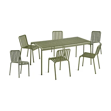 Ensemble de salle à manger Palissade 6 chaises 170x90 cm olive - HAY