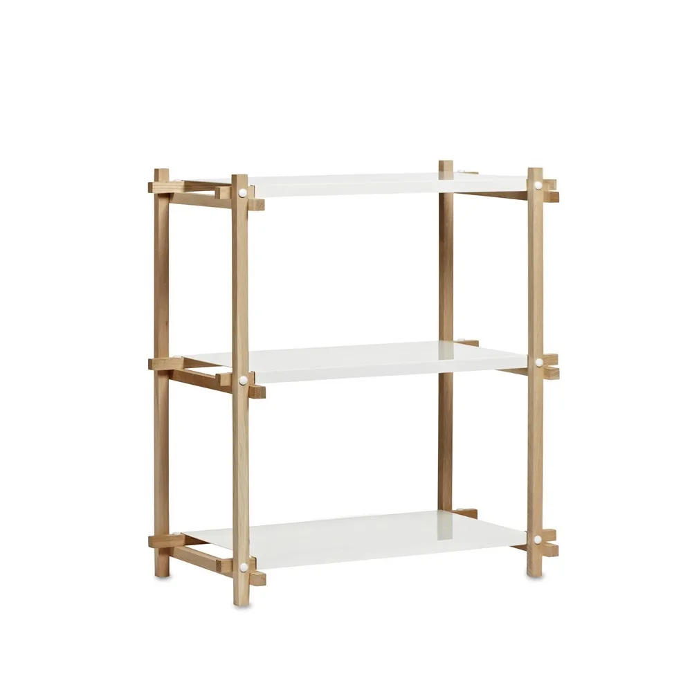 Étagère Woody Column, Oak-white lacquered shelf, low HAY