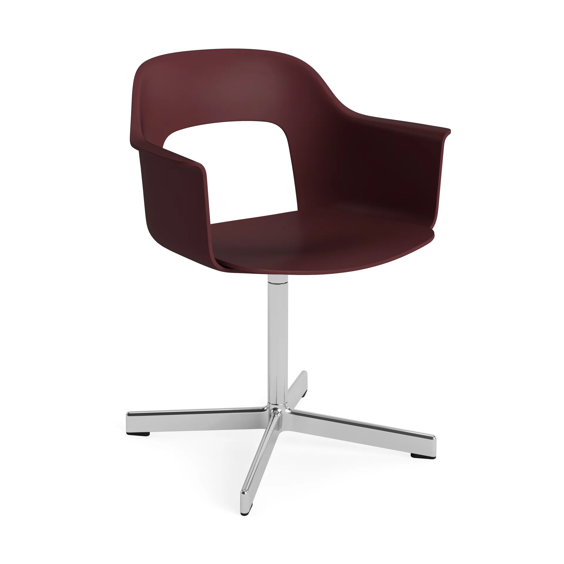 Fauteuil de bureau Layout Armchair 231, Bordeaux aluminium poli base pivotante 4 étoiles HAY