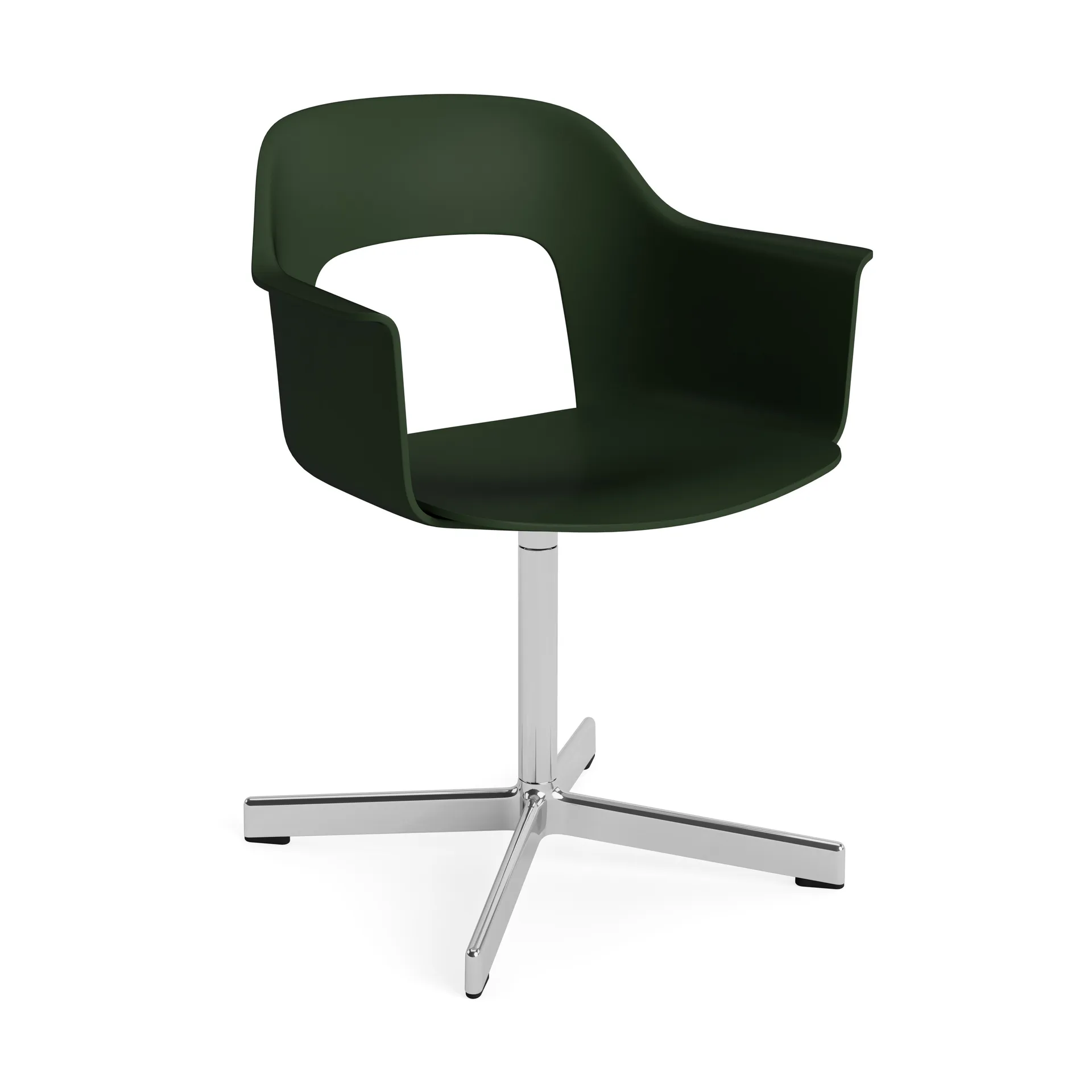 Fauteuil de bureau Layout Armchair 231, Bottle green aluminium poli base pivotante 4 étoiles HAY