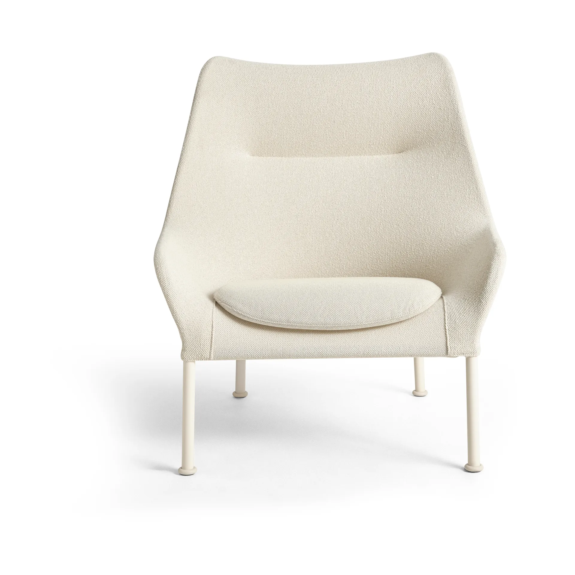 Fauteuil O2 Lounge Chair, Soft cream acier laqué eggshell HAY