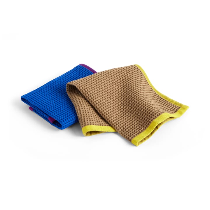 Lavette Canteen 31x31 cm, lot de 2 - Blue/fuchsia-Beige/yellow - HAY