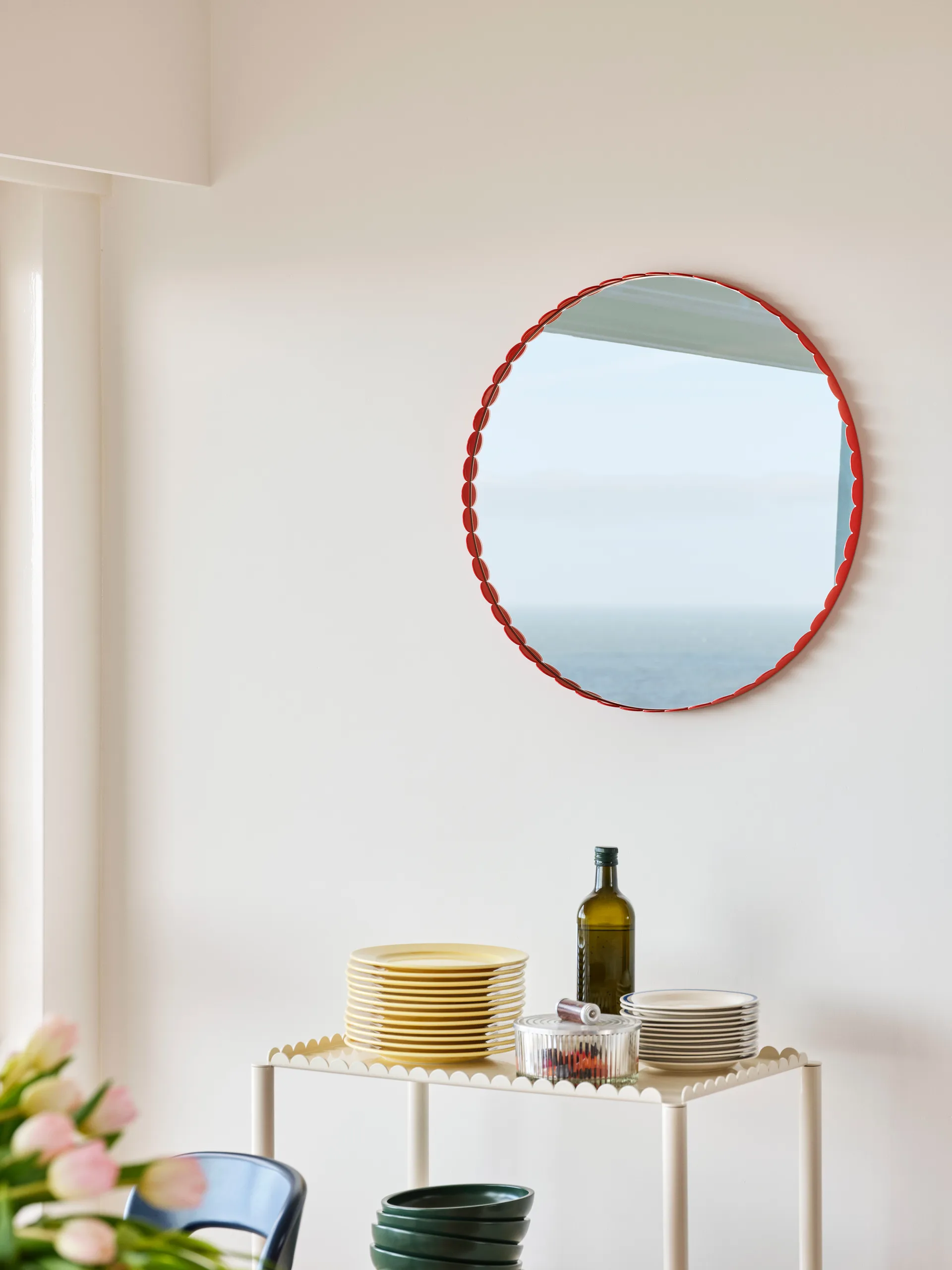 Miroir Arcs Mirror Ø 60 cm, Red HAY