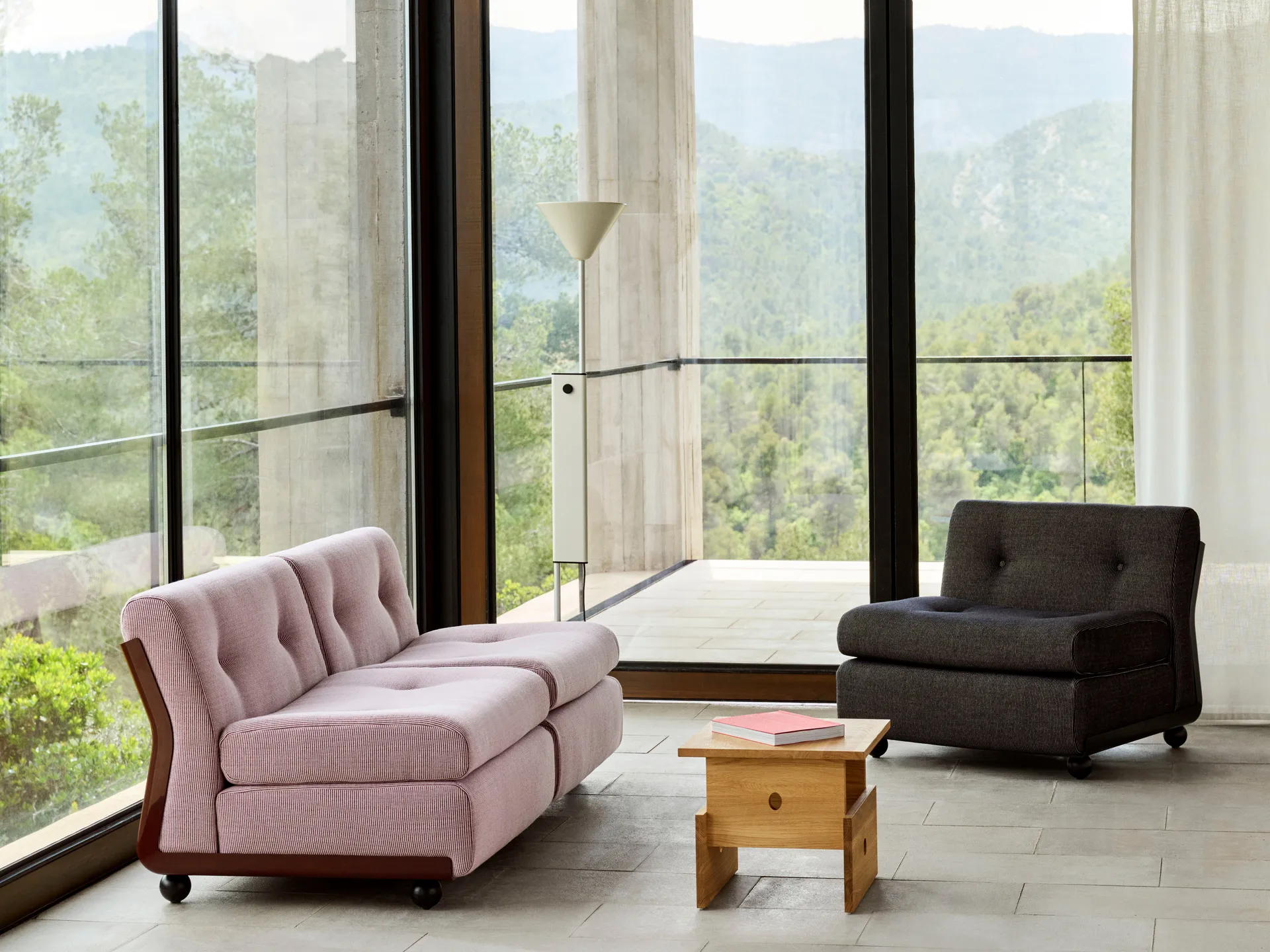 Module de canapé Amanta, Anthracite-turf blue red mélange, 1-place/fauteuil HAY