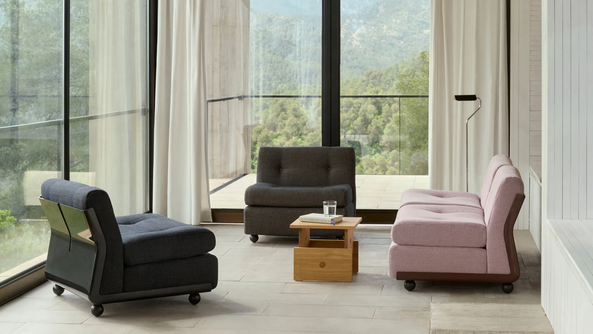 Module de canapé Amanta, Anthracite-turf blue red mélange, 1-place/fauteuil HAY