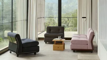 Module de canapé Amanta - Anthracite-turf blue red mélange, 1-place/fauteuil - HAY